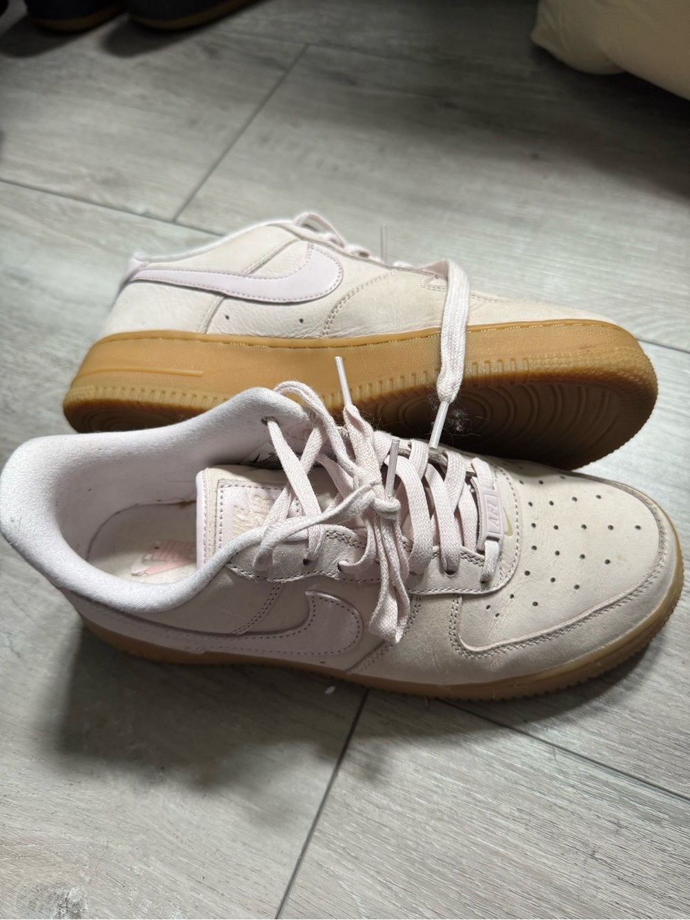 Nike Air Force 1 Sneakers in Pale Pink with Gum Sole
